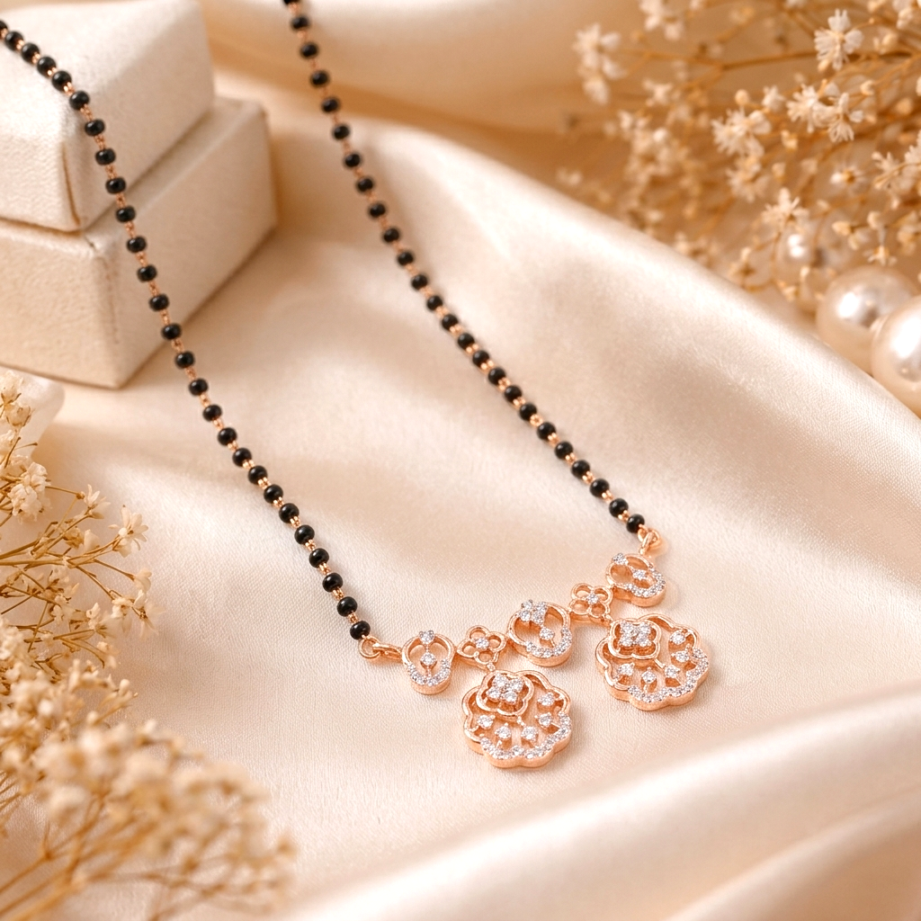 Enchanted Blossom 18K Pure Gold and Diamond Modern Mangalsutra  - Mangalsutra in Gold 18K